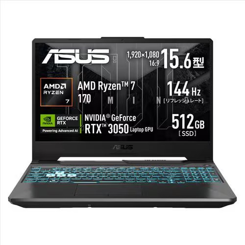ゲーミングノート TUF Gaming A15 FA506NCQ-R7R3050 [15.6型 /Ryzen 7 170 /RTX3050 /RAM:16GB /SSD:512GB /Windows 11 Home /グラファイトブラック]