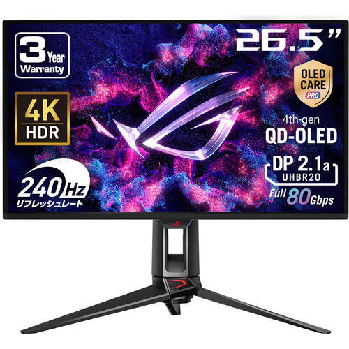 ROG Swift OLED PG27UCDM 26.5インチ 4K 有機EL ゲーミングモニター 240Hz 0.03ms(GTG)