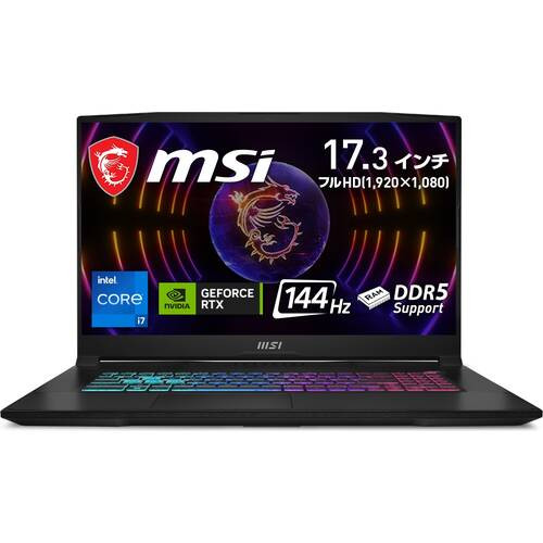 Katana-17-B12VFK-038JP　[ 17.3型 / フルHD(144Hz) / i7-12650H / RTX4060 / RAM:16GB / SSD:1TB / Windows 11 Home / ブラック ]