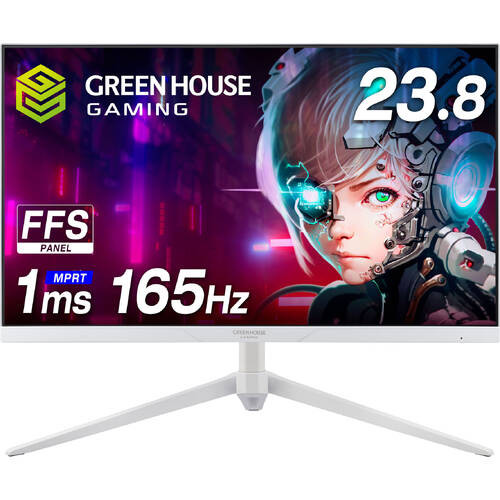 GH-GLCC238B-WH 23.8インチ フルHD ゲーミングモニター ホワイト 165Hz 1ms(MPRT) FFSパネル