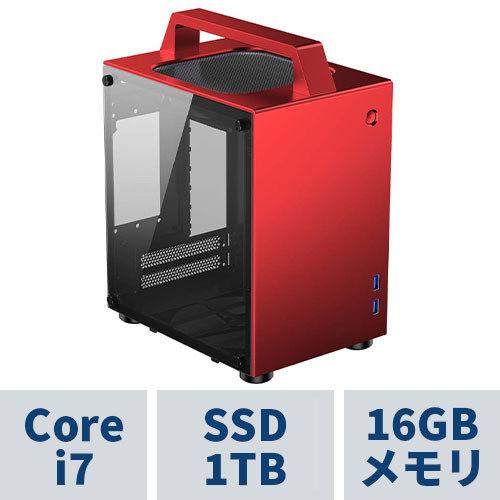 STORM コンパクトPC / TS-I7700MT8R (RED) / 両サイドガラスパネル・アルミケース採用